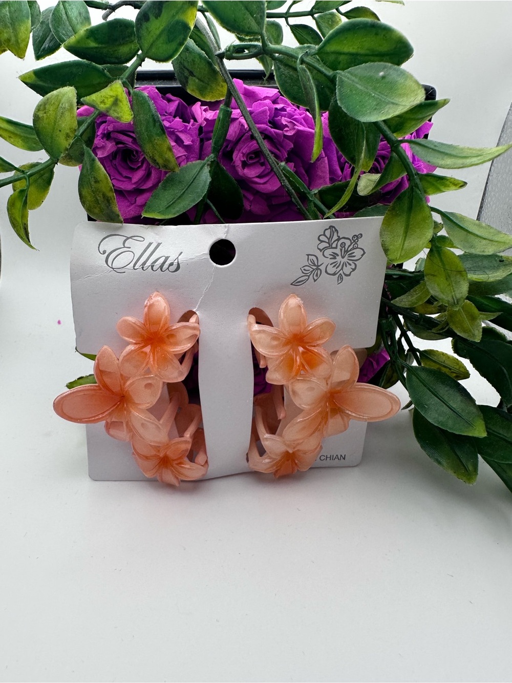 Hair Accessory Floral Claw Clips- Peach